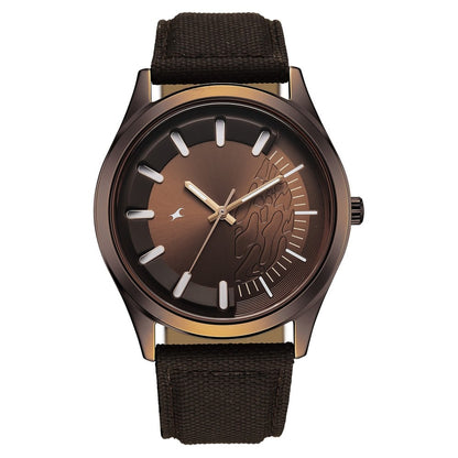 Fastrack Wild Quartz Analog Brown Dial Brown Leather Strap Watch For Guys 3317QL02