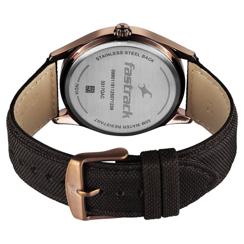 Fastrack Wild Quartz Analog Brown Dial Brown Leather Strap Watch For Guys 3317QL02