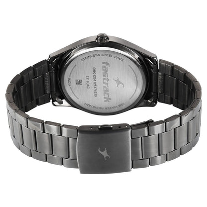 Fastrack Wild Quartz Analog Green Dial Gun Metal Strap Watch For Guys 3317QM03