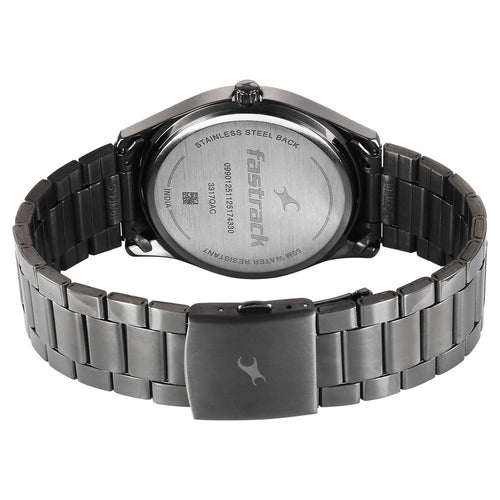 Fastrack Wild Quartz Analog Green Dial Gun Metal Strap Watch For Guys 3317QM03