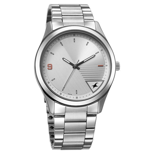 Fastrack Stunners Quartz Analog Silver Dial Silver Metal Strap Watch For Guys NU3317SM01