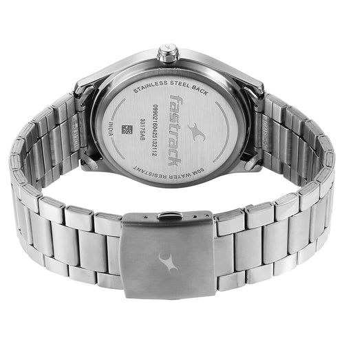 Fastrack Groove Quartz Analog Green Dial Silver Stainless Steel Strap Watch For Guys NU3317SM03