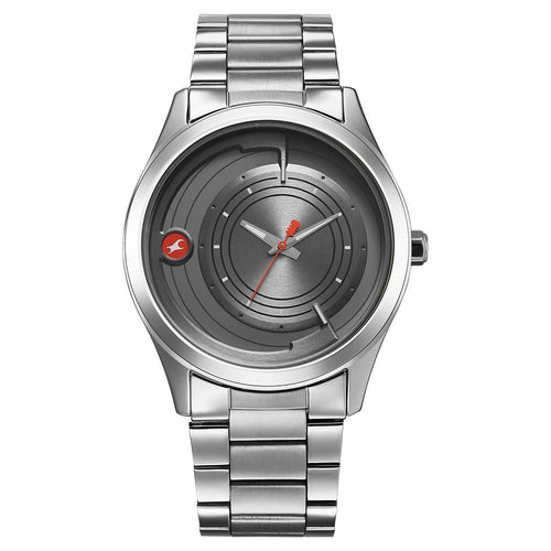Fastrack Groove Quartz Analog Grey Dial Silver Stainless Steel Strap Watch For Guys NU3317SM04