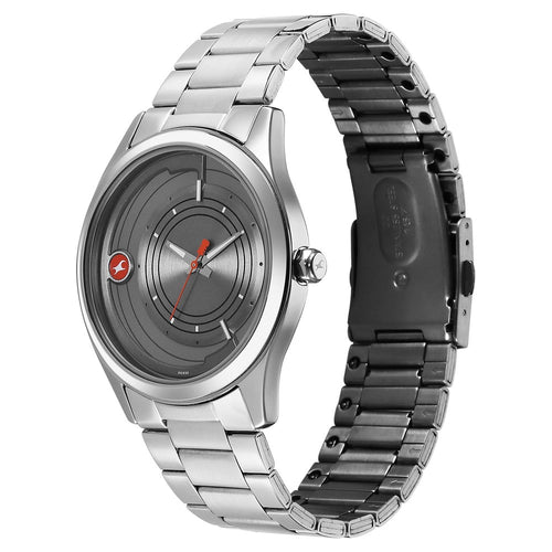 Fastrack Groove Quartz Analog Grey Dial Silver Stainless Steel Strap Watch For Guys NU3317SM04