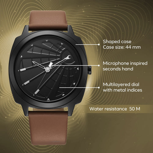 Fastrack Groove Quartz Analog Black Dial Guys Leather Watch NU3322NL01