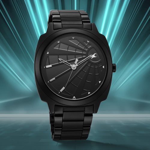 Fastrack Groove Quartz Analog Black Dial Guys Stainless Steel Watch NU3322NM01