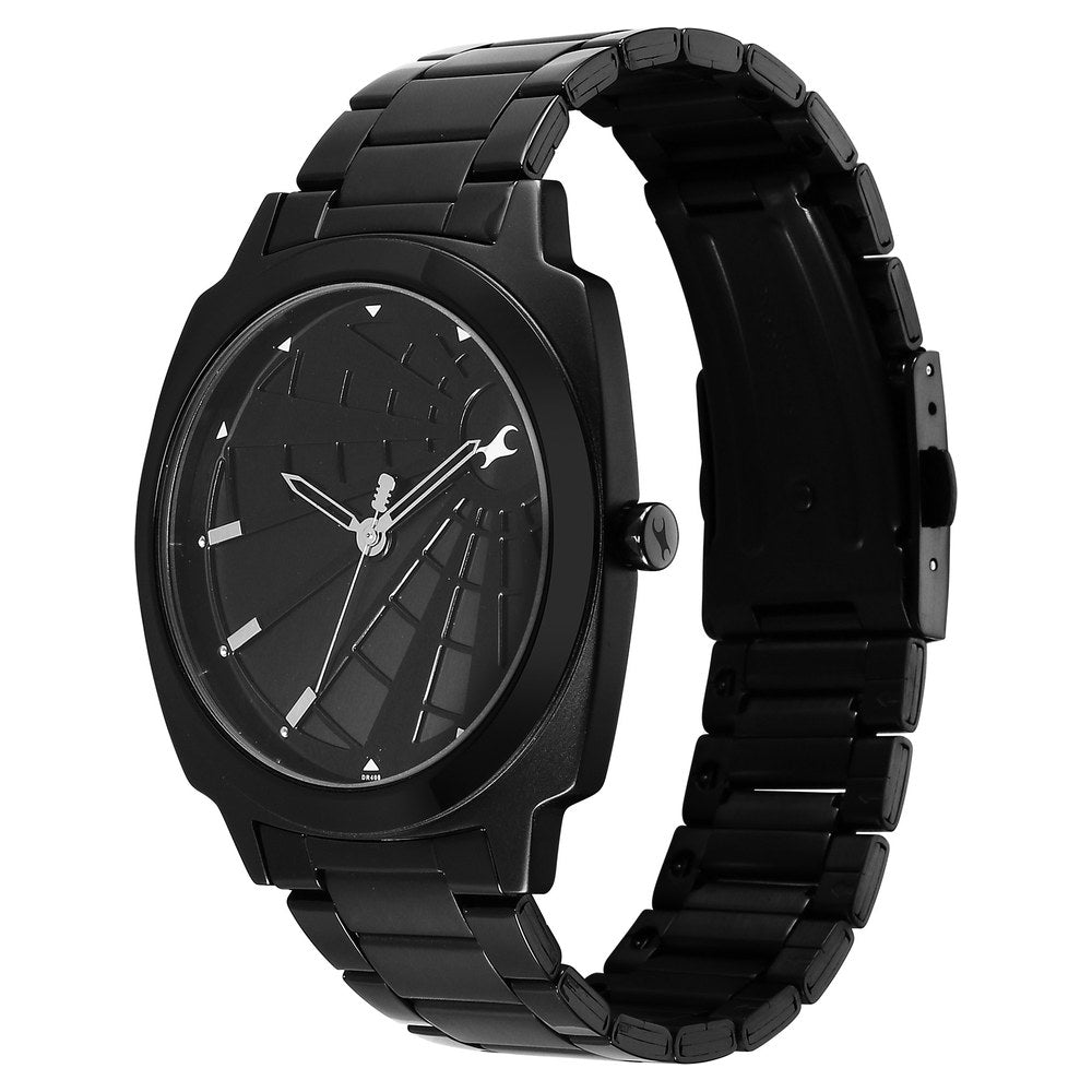 Fastrack Groove Quartz Analog Black Dial Guys Stainless Steel Watch NU3322NM01