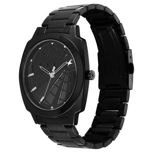 Fastrack Groove Quartz Analog Black Dial Guys Stainless Steel Watch NU3322NM01
