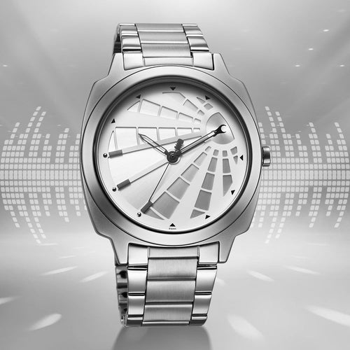 Fastrack Groove Quartz Analog Silver Dial Guys Stainless Steel Watch NU3322SM01