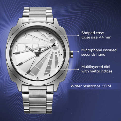 Fastrack Groove Quartz Analog Silver Dial Guys Stainless Steel Watch NU3322SM01