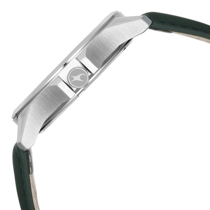Fastrack Groove Quartz Analog with Date Grey Dial Green Leather Strap Watch For Guys 3323SL01