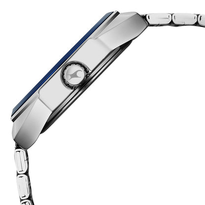Fastrack Oceanyx Quartz Analog with Date Blue Dial Silver Strap Watch For Guys NU3326KM01