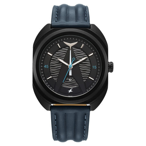 Fastrack Oceanyx Quartz Analog with Date Black Dial Blue Strap Watch For Guys NU3326NL01