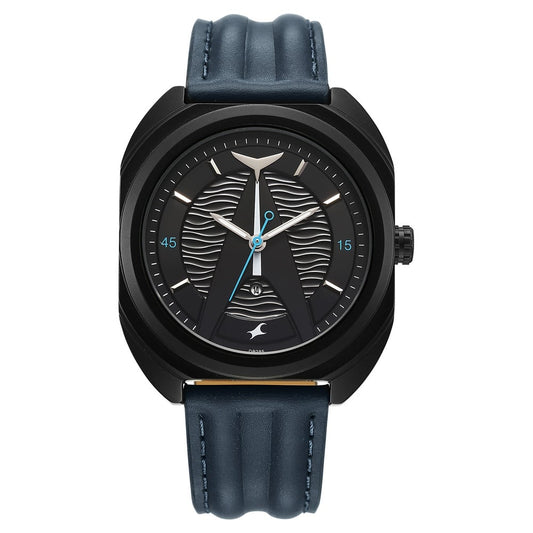 Fastrack Oceanyx Quartz Analog with Date Black Dial Blue Strap Watch For Guys NU3326NL01