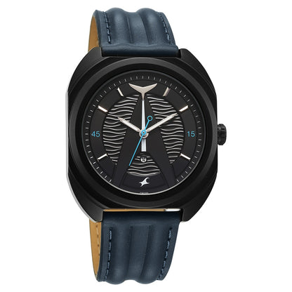 Fastrack Oceanyx Quartz Analog with Date Black Dial Blue Strap Watch For Guys NU3326NL01