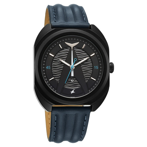 Fastrack Oceanyx Quartz Analog with Date Black Dial Blue Strap Watch For Guys NU3326NL01