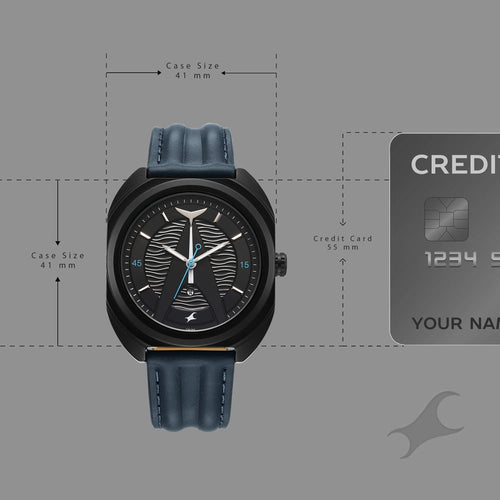 Fastrack Oceanyx Quartz Analog with Date Black Dial Blue Strap Watch For Guys NU3326NL01