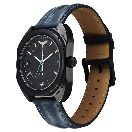 Fastrack Oceanyx Quartz Analog with Date Black Dial Blue Strap Watch For Guys NU3326NL01