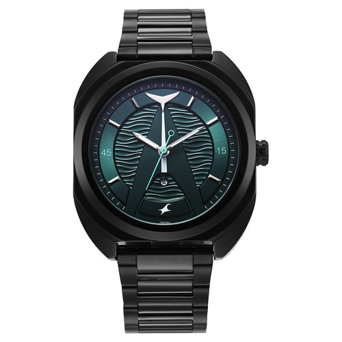 Fastrack Oceanyx Quartz Analog with Date Green Dial Black Strap Watch For Guys NU3326NM01