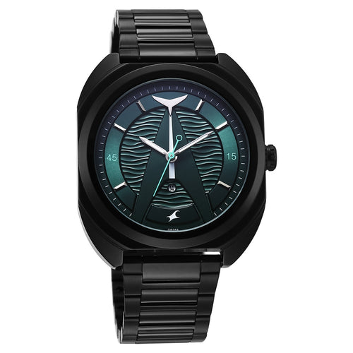 Fastrack Oceanyx Quartz Analog with Date Green Dial Black Strap Watch For Guys NU3326NM01