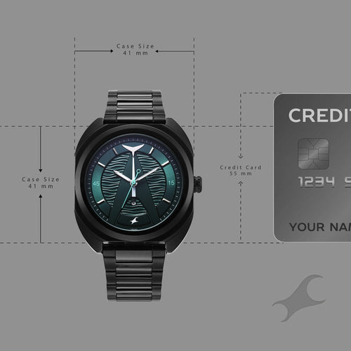 Fastrack Oceanyx Quartz Analog with Date Green Dial Black Strap Watch For Guys NU3326NM01