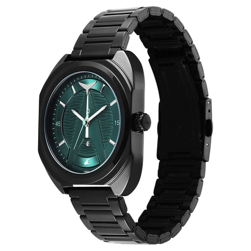 Fastrack Oceanyx Quartz Analog with Date Green Dial Black Strap Watch For Guys NU3326NM01