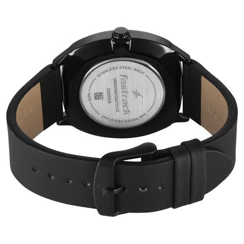 Fastrack Tick Tock Quartz Multifunction Green Dial Leather Strap Watch For Guys 3330NL01