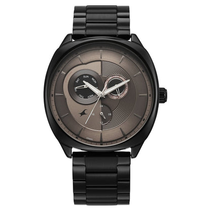 Fastrack Tick Tock Quartz Multifunction Brown Dial Stainless Steel Strap Watch For Guys 3330NM01