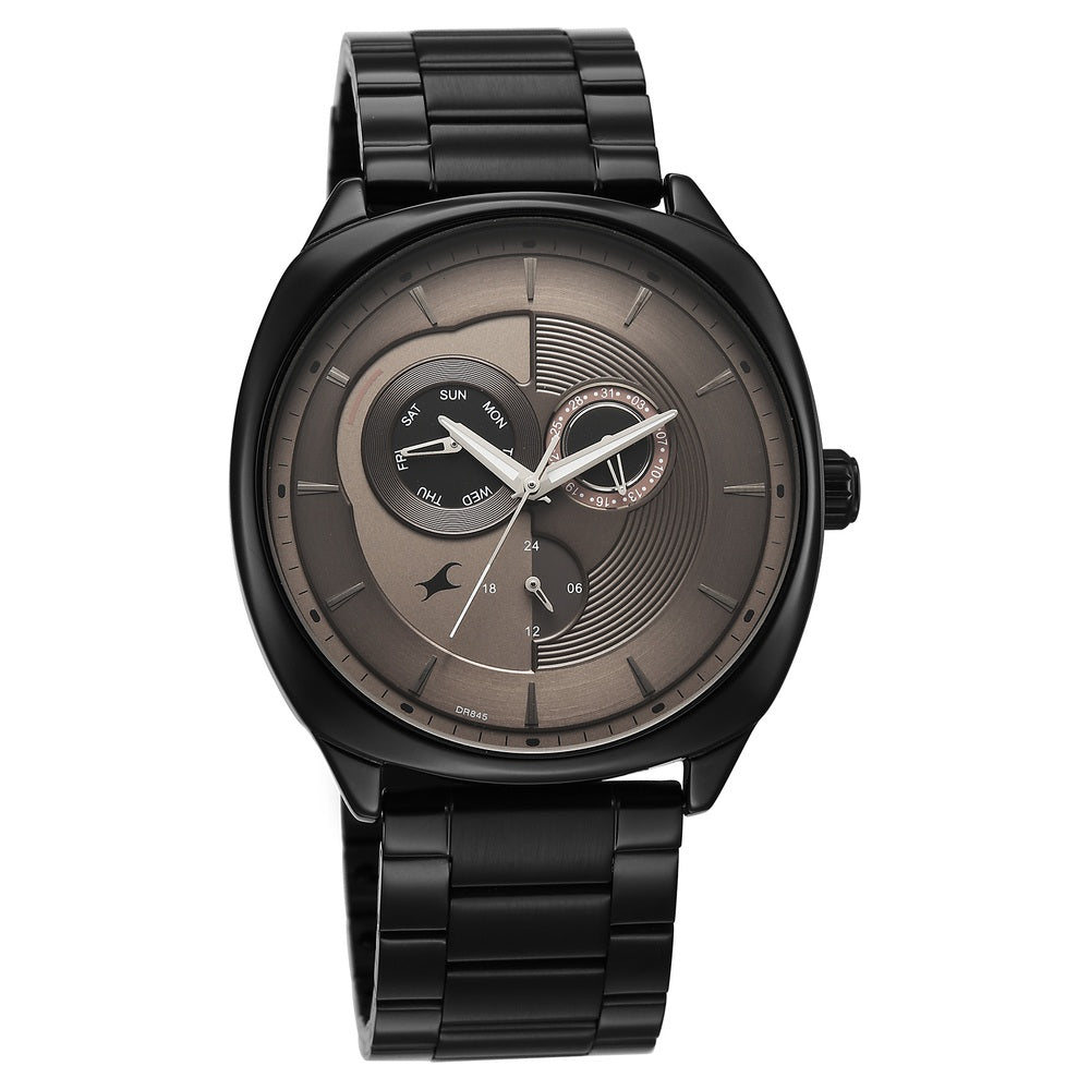 Fastrack Tick Tock Quartz Multifunction Brown Dial Stainless Steel Strap Watch For Guys 3330NM01