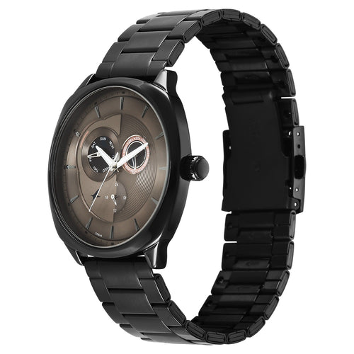 Fastrack Tick Tock Quartz Multifunction Brown Dial Stainless Steel Strap Watch For Guys 3330NM01