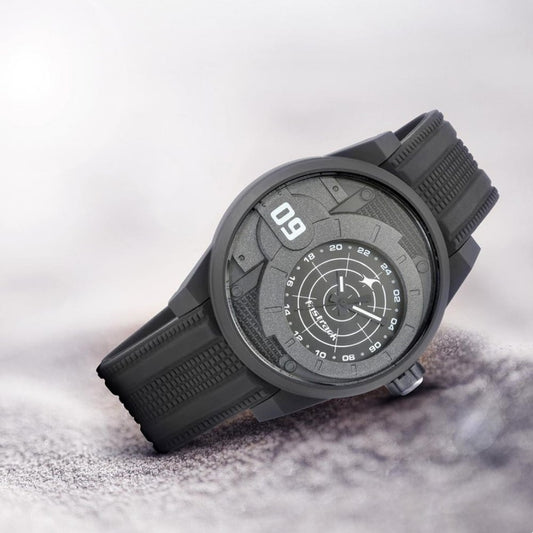 Fastrack Trendies Quartz Analog Black Dial Silicone Strap Watch for Guys NU38058PP03