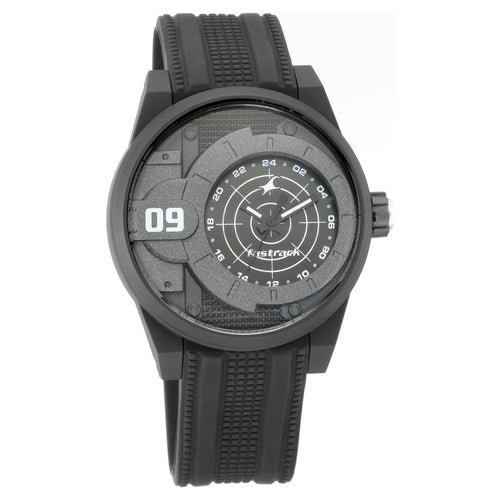 Fastrack Trendies Quartz Analog Black Dial Silicone Strap Watch for Guys NU38058PP03