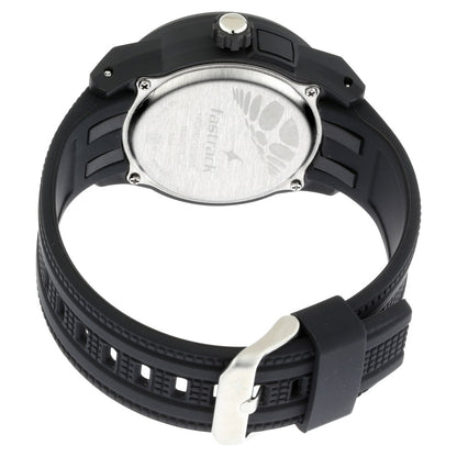 Fastrack Trendies Quartz Analog Black Dial Silicone Strap Watch for Guys NU38058PP03