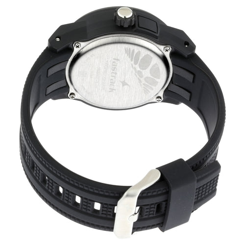 Fastrack Trendies Quartz Analog Black Dial Silicone Strap Watch for Guys NU38058PP03