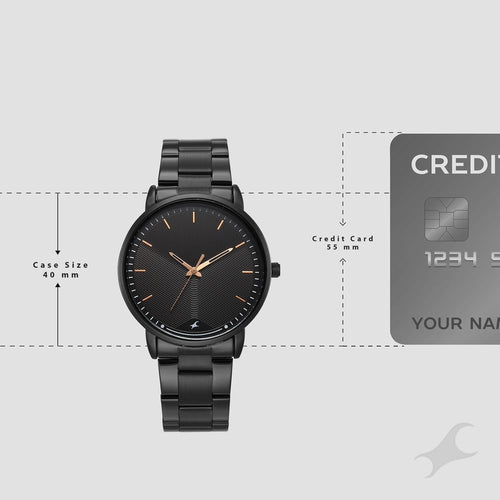 Fastrack Stunners Quartz Analog Black Dial Brown Stainless Steel Strap Watch For Guys 38159NM02