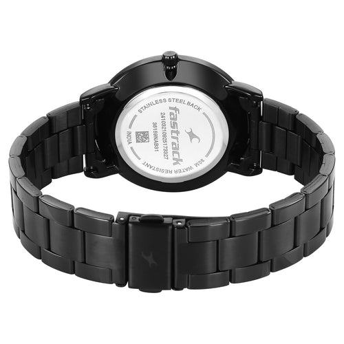 Fastrack Stunners Quartz Analog Black Dial Brown Stainless Steel Strap Watch For Guys 38159NM02