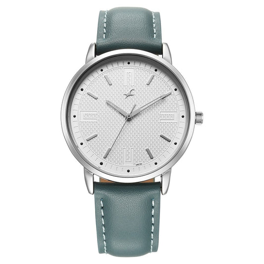 Fastrack Stunners X Quartz Analog Silver Dial Leather Strap Watch For Guys NU38159SL01
