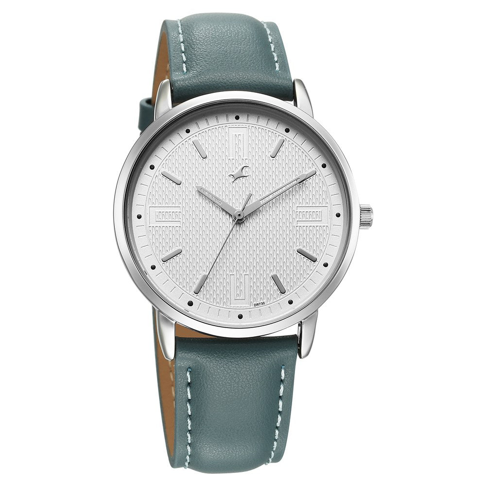 Fastrack Stunners X Quartz Analog Silver Dial Leather Strap Watch For Guys NU38159SL01
