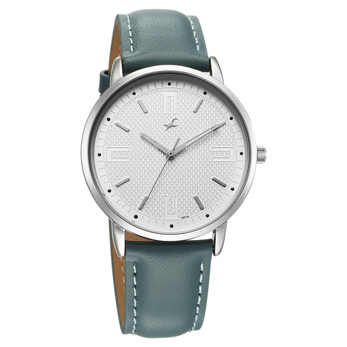 Fastrack Stunners X Quartz Analog Silver Dial Leather Strap Watch For Guys NU38159SL01