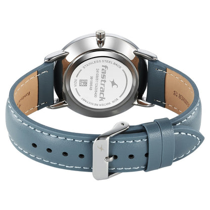 Fastrack Stunners X Quartz Analog Silver Dial Leather Strap Watch For Guys NU38159SL01