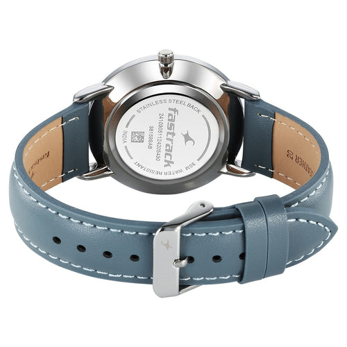 Fastrack Stunners X Quartz Analog Silver Dial Leather Strap Watch For Guys NU38159SL01