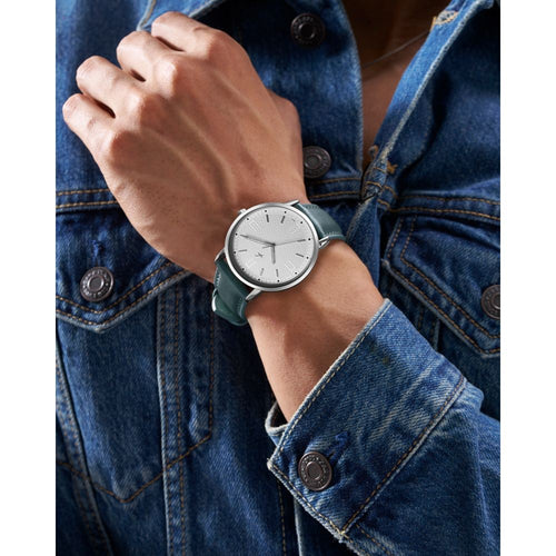 Fastrack Stunners X Quartz Analog Silver Dial Leather Strap Watch For Guys NU38159SL01