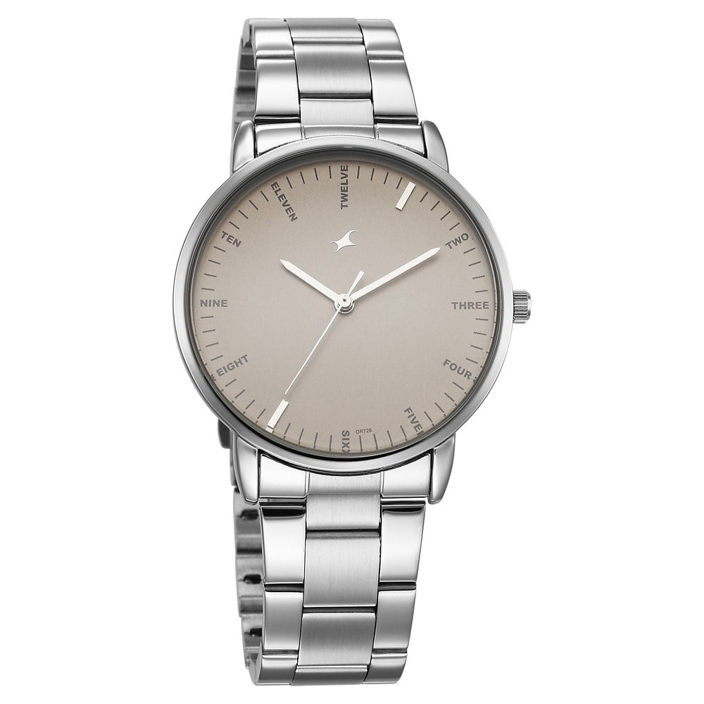 Fastrack Stunners X Quartz Analog Beige Dial Stainless Steel Strap Watch For Guys NU38159SM01