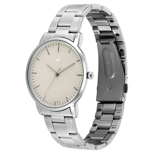 Fastrack Stunners X Quartz Analog Beige Dial Stainless Steel Strap Watch For Guys NU38159SM01