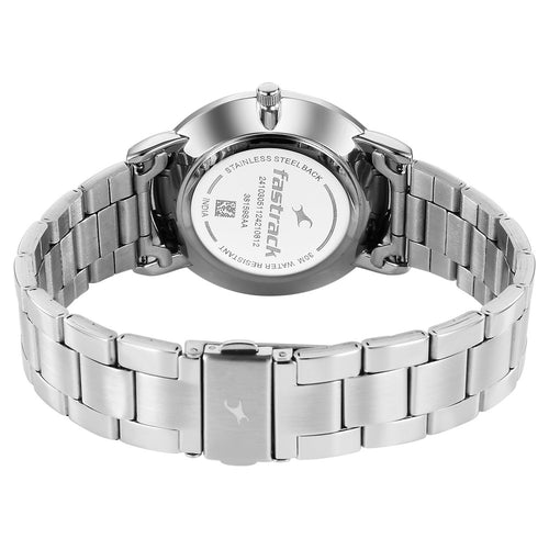 Fastrack Stunners X Quartz Analog Beige Dial Stainless Steel Strap Watch For Guys NU38159SM01