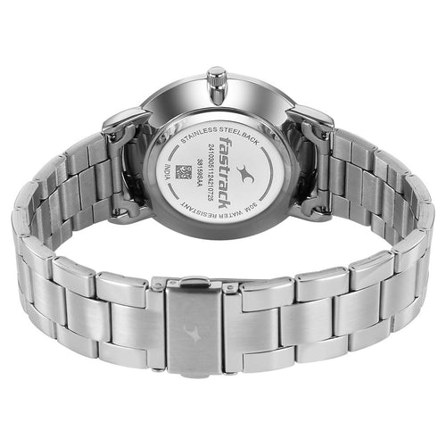 Fastrack Stunners X Quartz Analog Green Dial Stainless Steel Strap Watch For Guys NU38159SM03