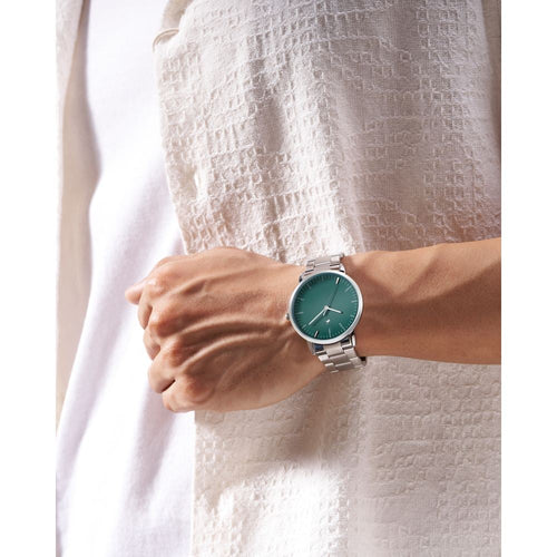 Fastrack Stunners X Quartz Analog Green Dial Stainless Steel Strap Watch For Guys NU38159SM03