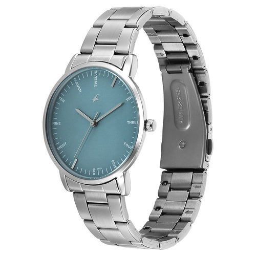 Fastrack Stunners X Quartz Analog Blue Dial Stainless Steel Strap Watch For Guys 38159SM04