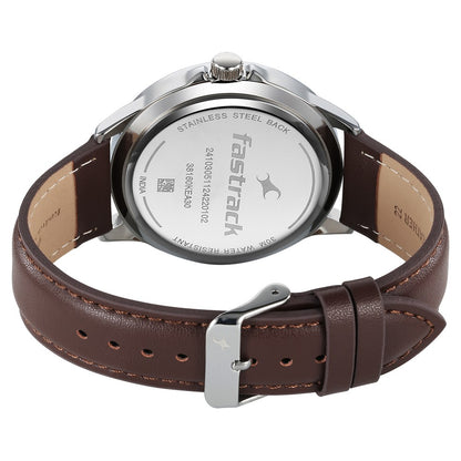 Fastrack Stunners X Quartz Analog Green Dial Leather Strap Watch For Guys 38160SL02