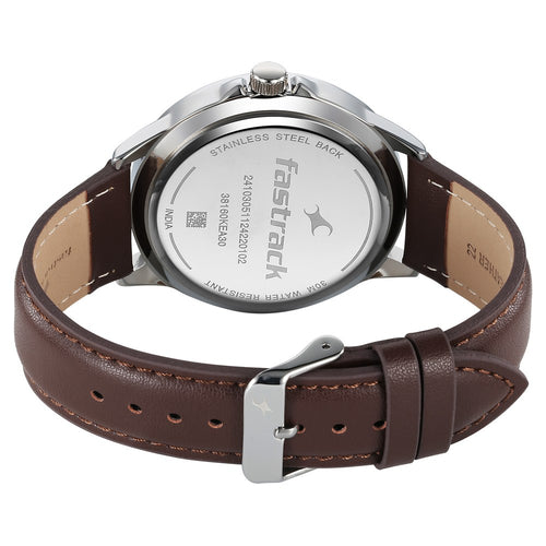 Fastrack Stunners X Quartz Analog Green Dial Leather Strap Watch For Guys 38160SL02